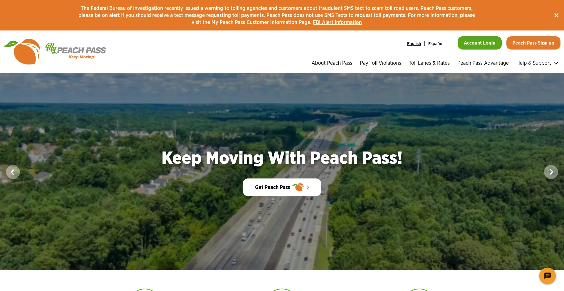 Website screenshot of Mypeachpass.com