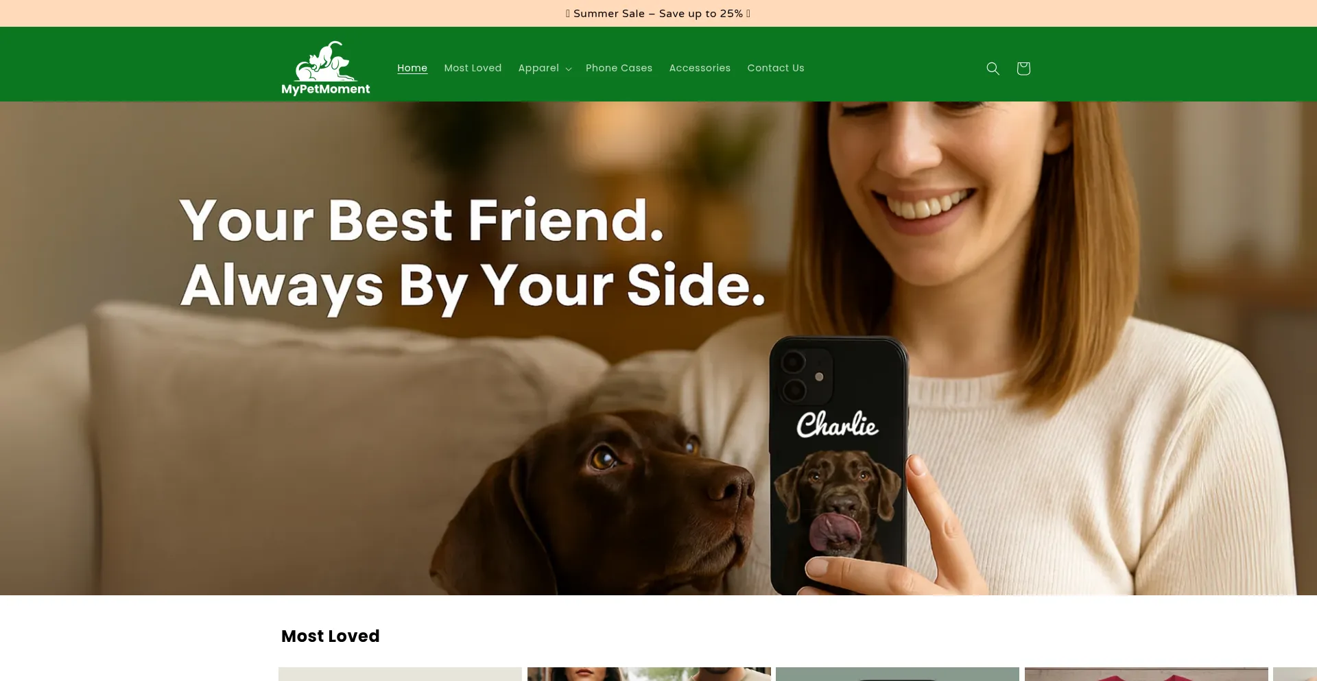 Website screenshot of Mypetmoment.com
