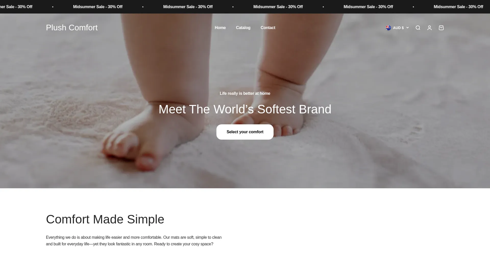 Website screenshot of Myplushcomfort.com
