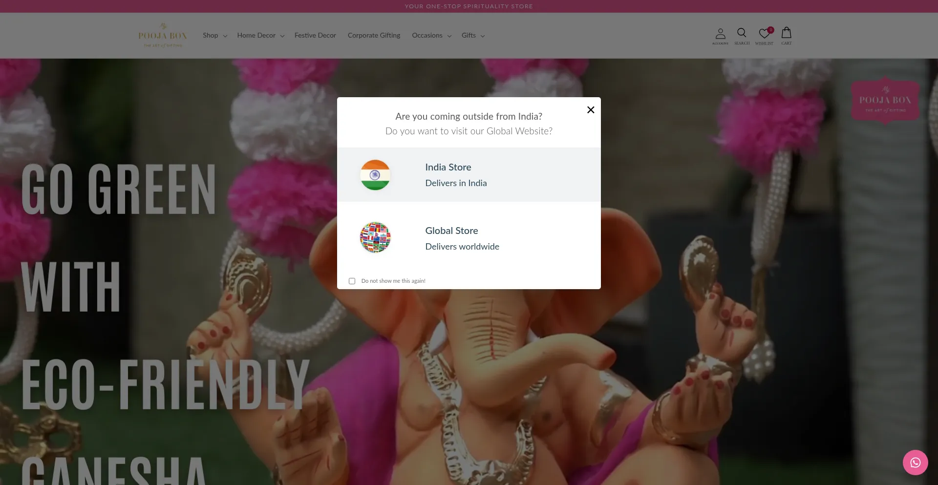 Website screenshot of Mypoojabox.in