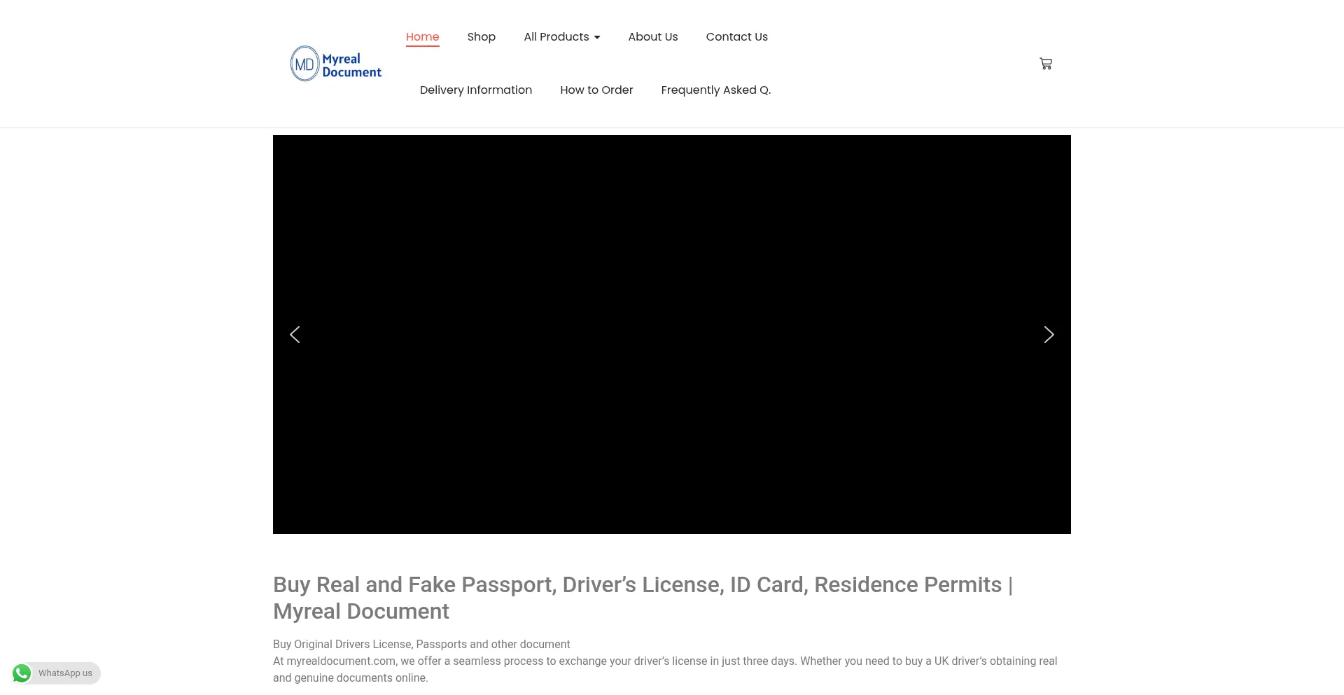 Website screenshot of Myrealdocument.com