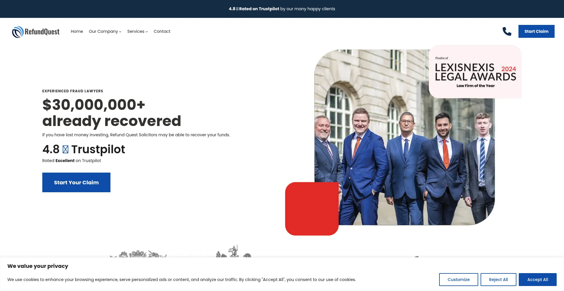Website screenshot of Myrefundback.club