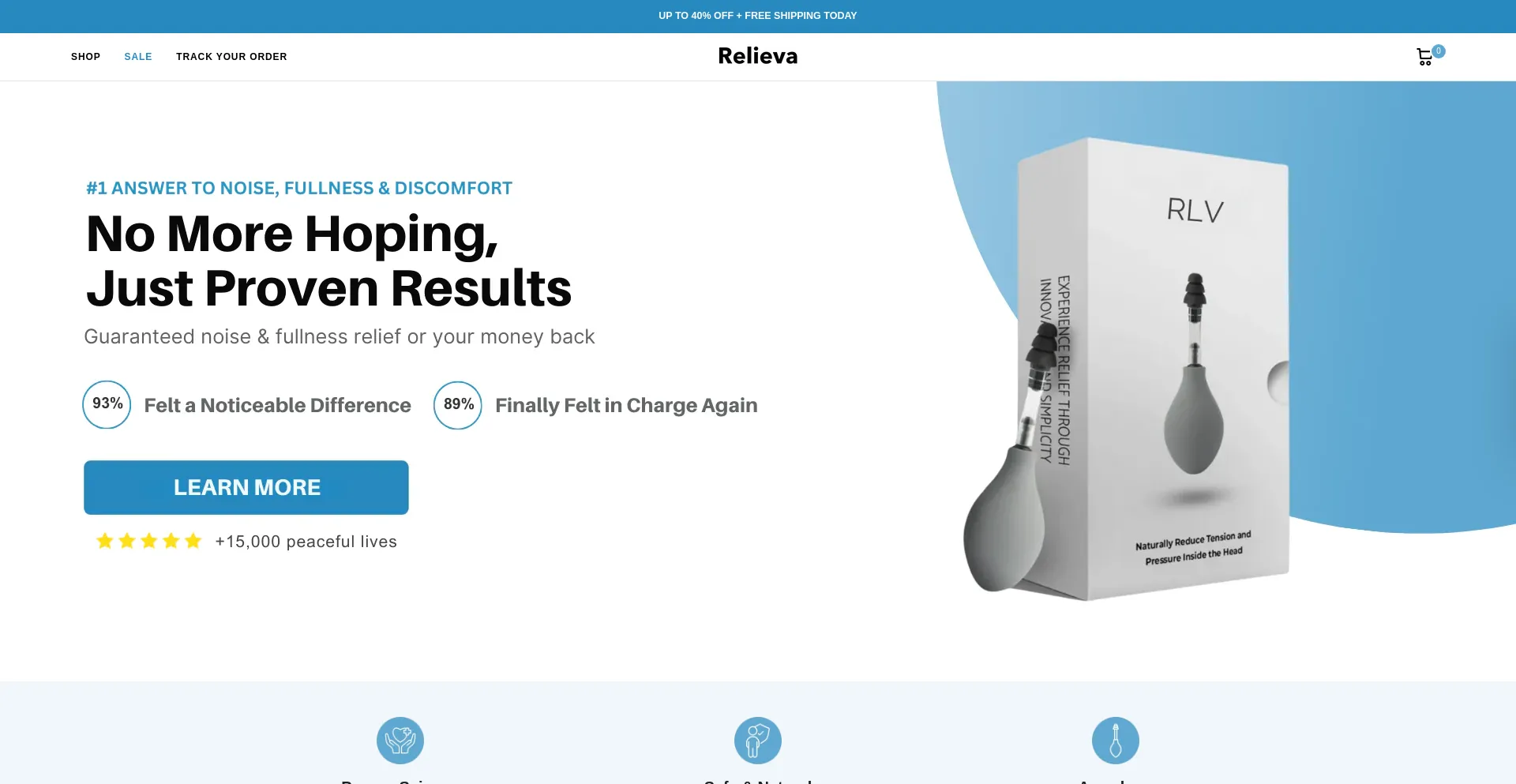 Website screenshot of Myrelieva.com