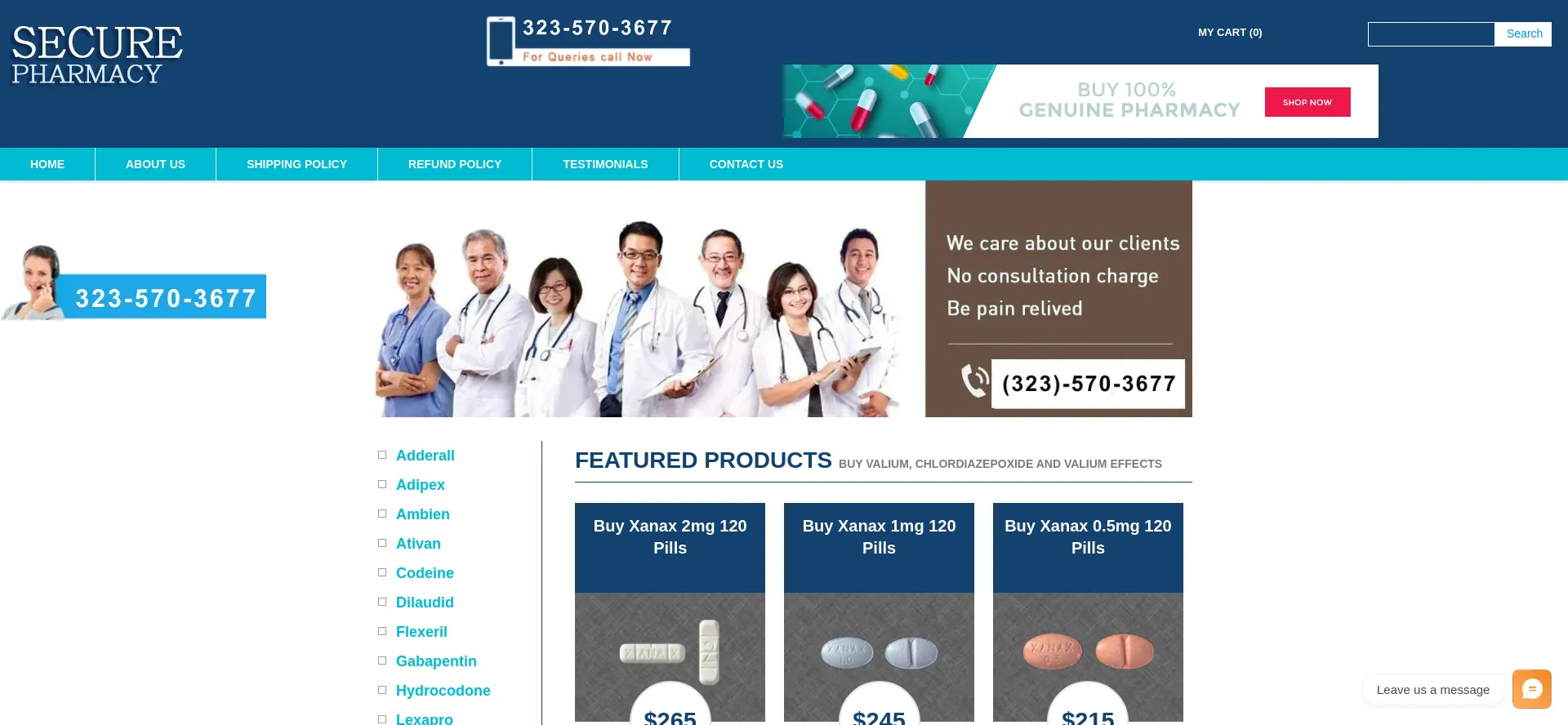 Website screenshot of Myrxsecurepharmacy.com