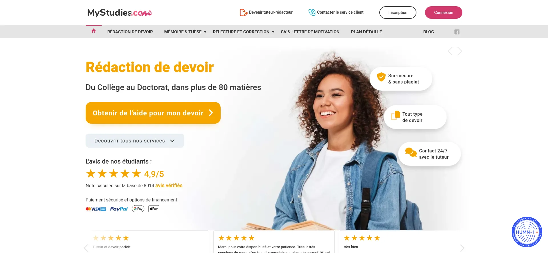 Website screenshot of Mystudies.com