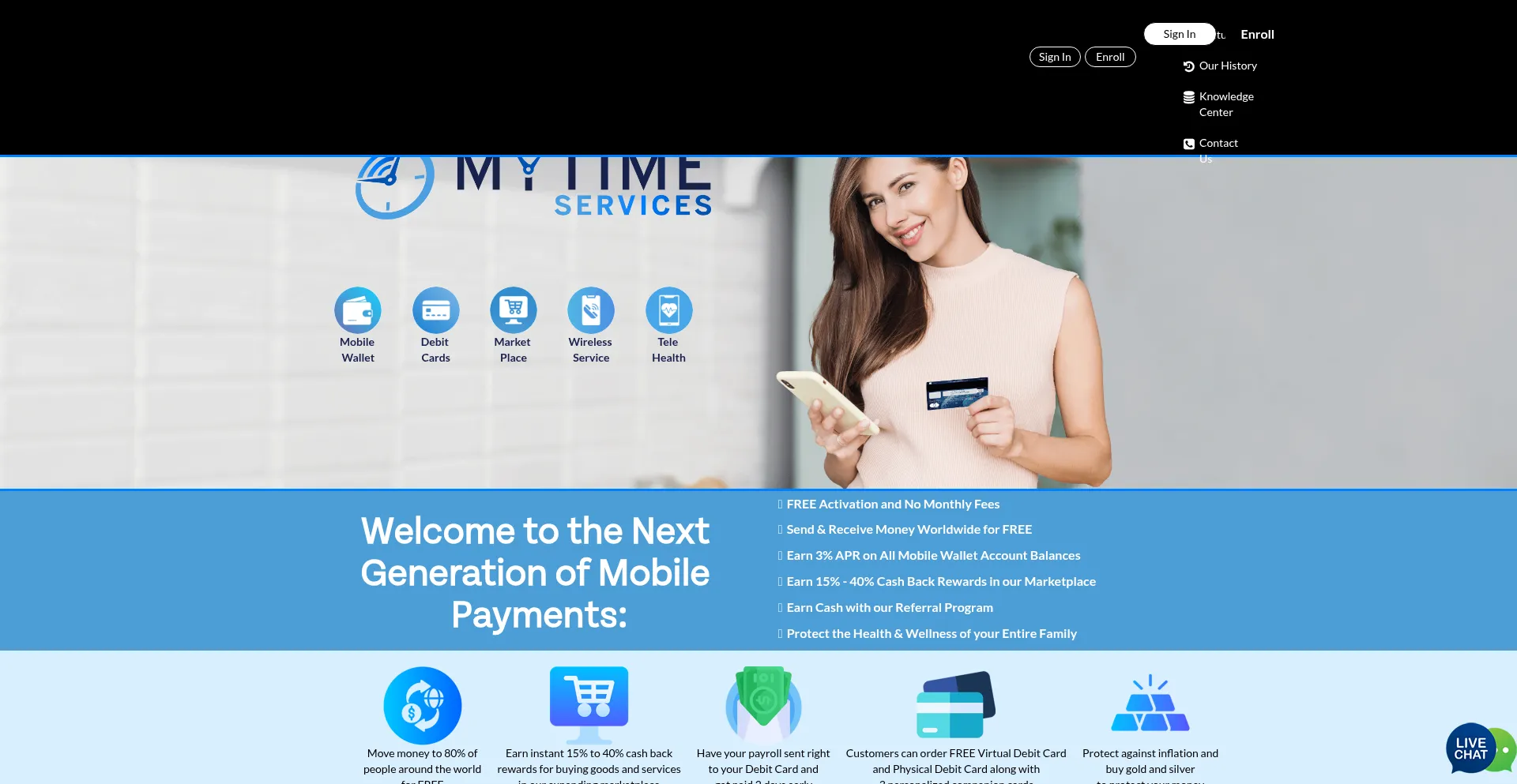 Website screenshot of Mytimewallet.net