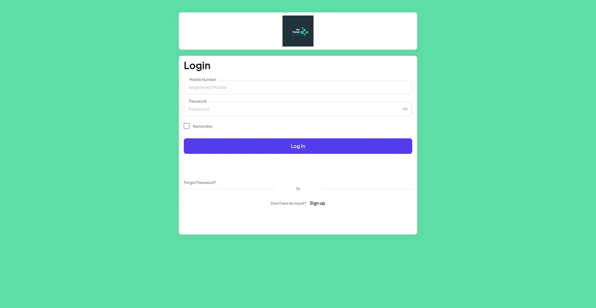 Website screenshot of Mytopup.in