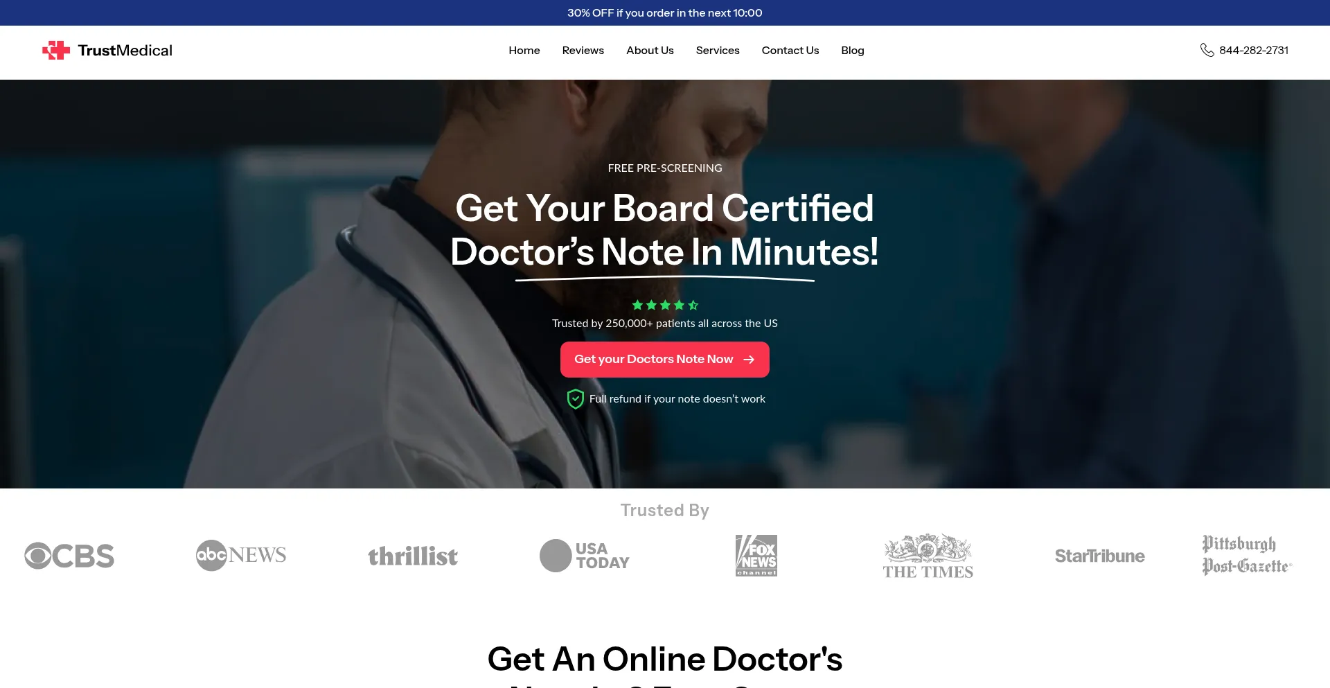 Website screenshot of Mytrustmedical.com
