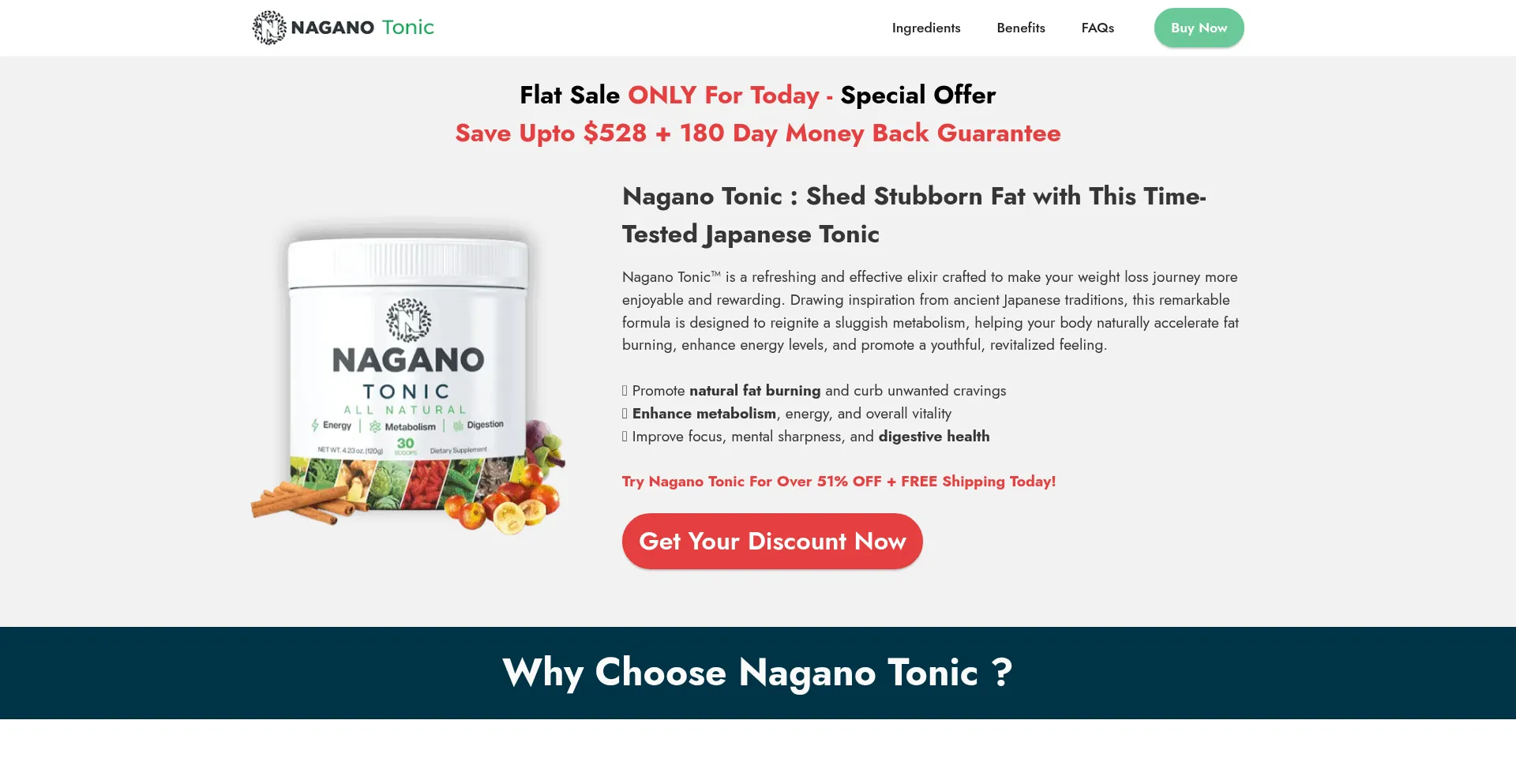 Website screenshot of Nagano-tonic.us