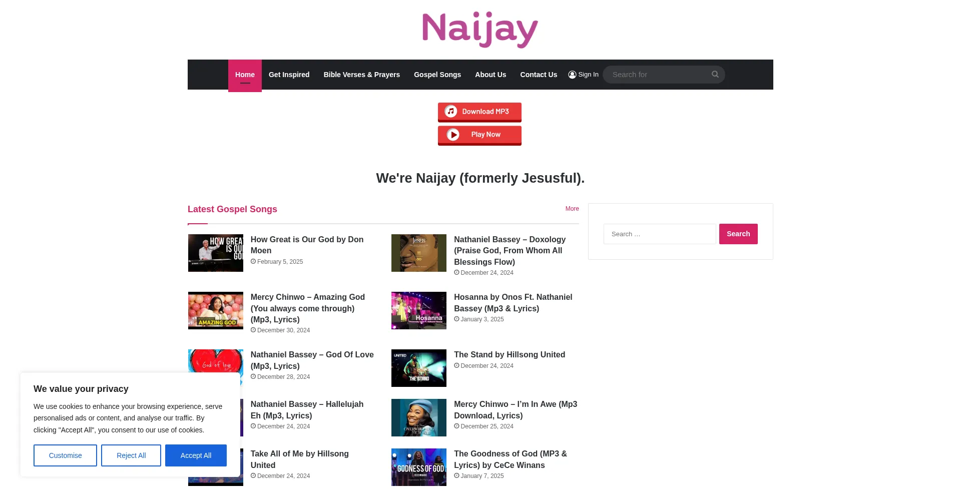 Website screenshot of Naijay.com.ng