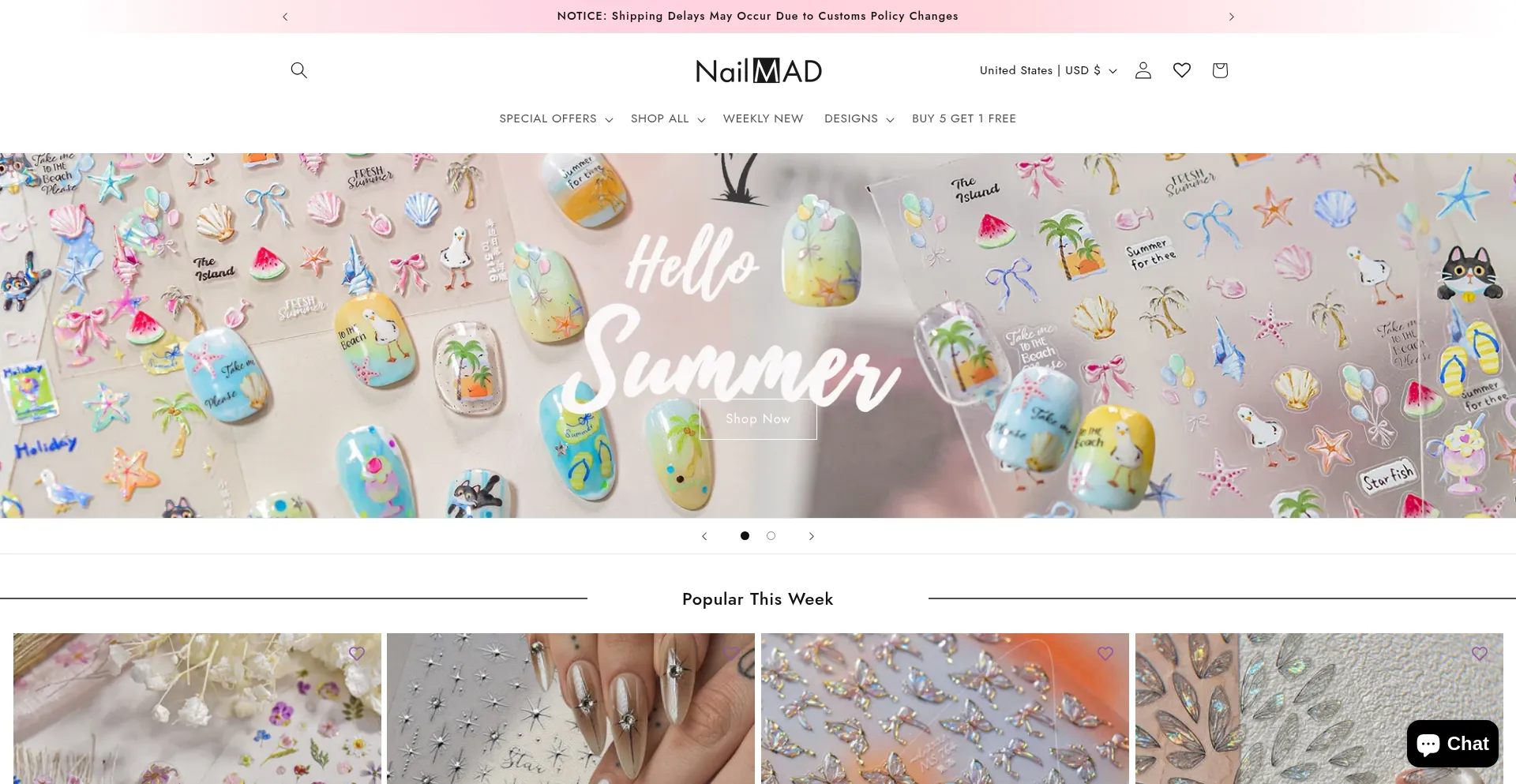 Website screenshot of Nailmad.com