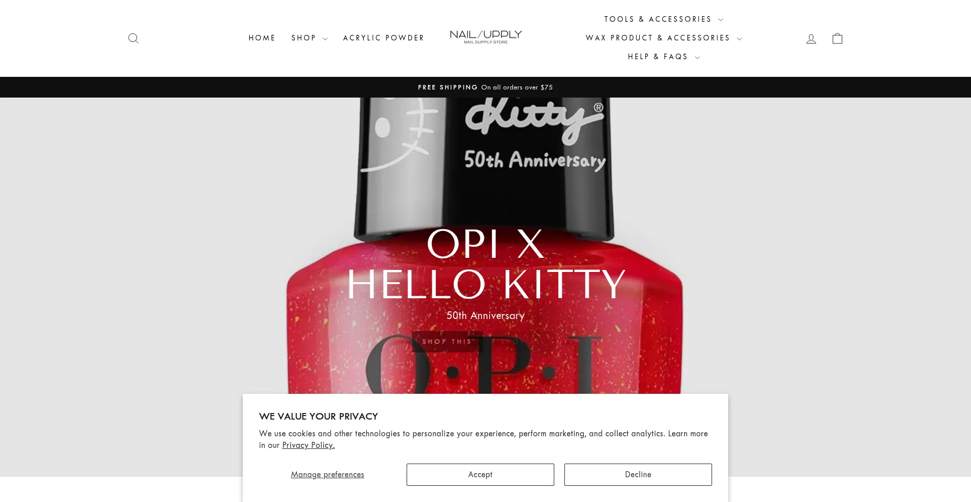 Website screenshot of Nailsupply.com