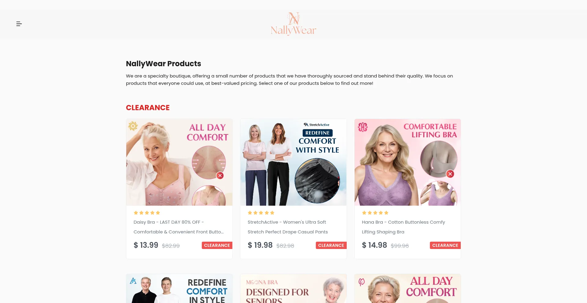Nallywear.com Screenshot