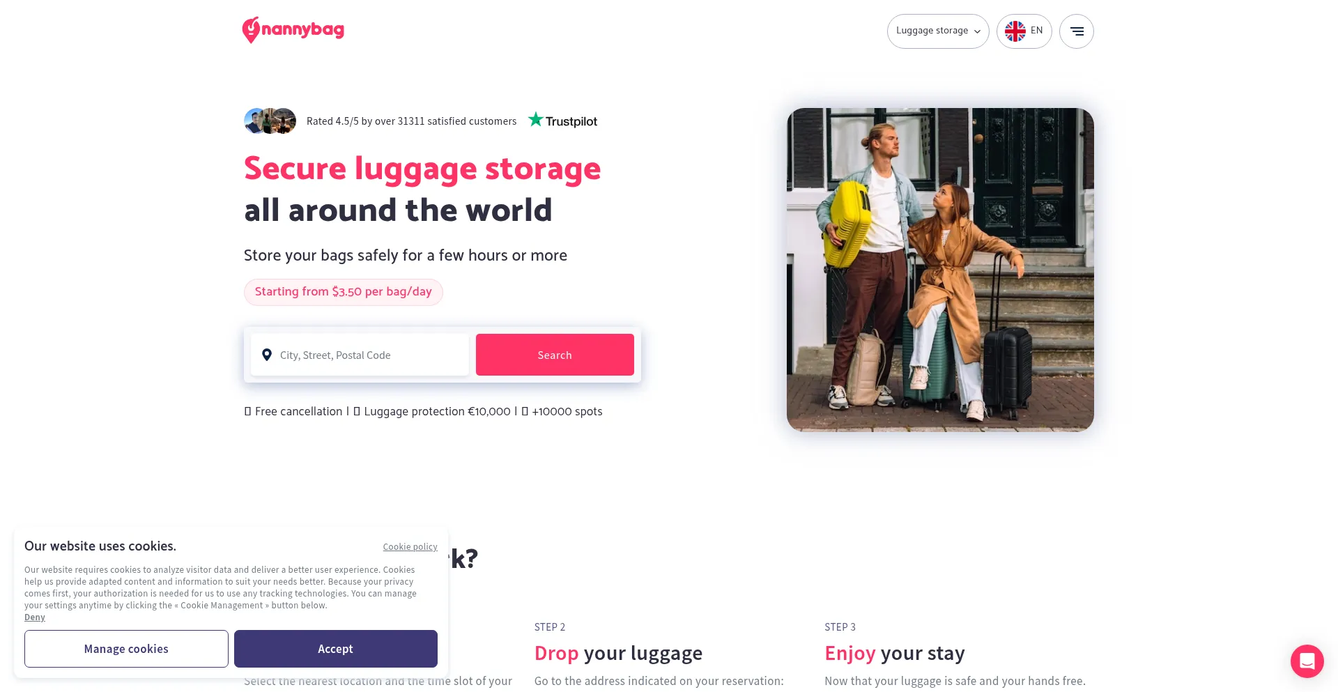 Website screenshot of Nannybag.com