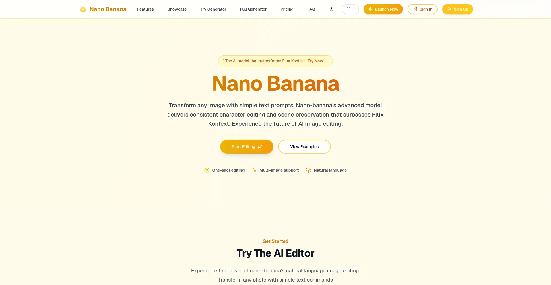 Website screenshot of Nanobanana.ai