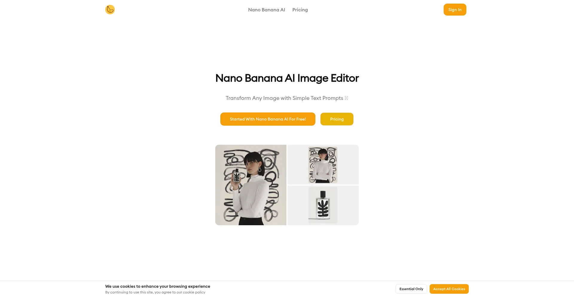 Website screenshot of Nanobanana-ai.net