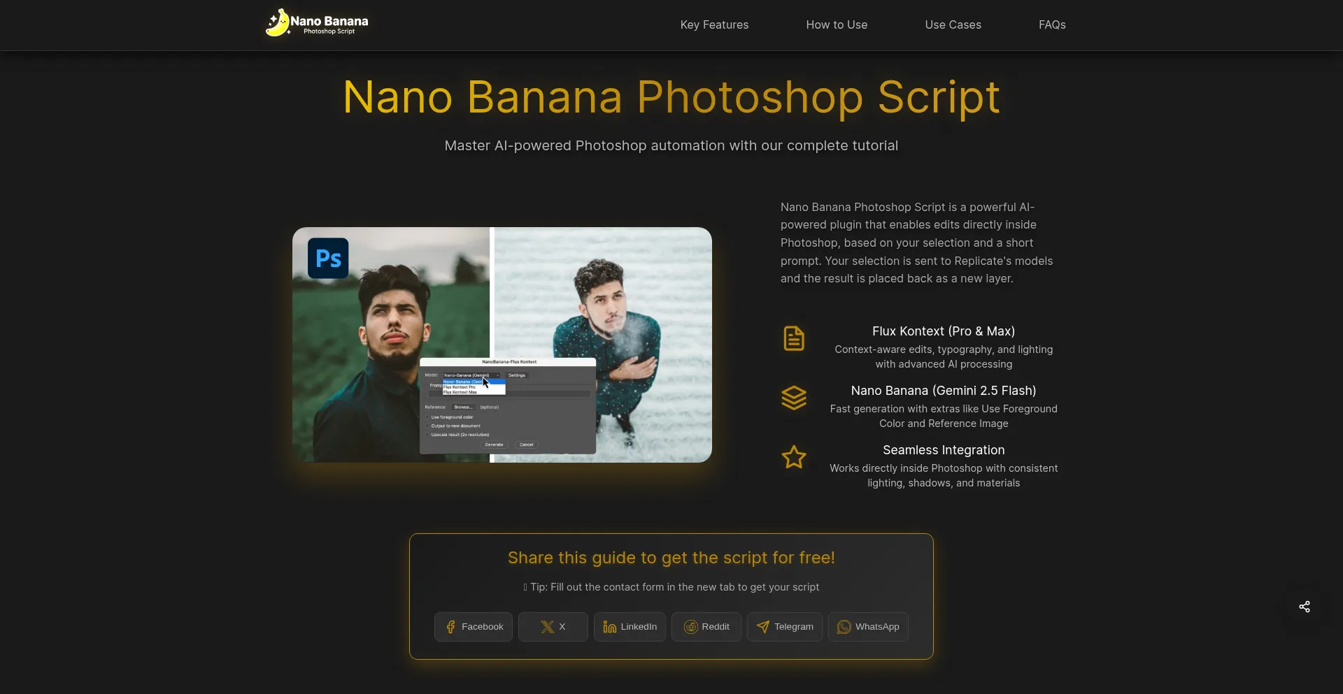 Nanobananaphotoshopscript.com Screenshot