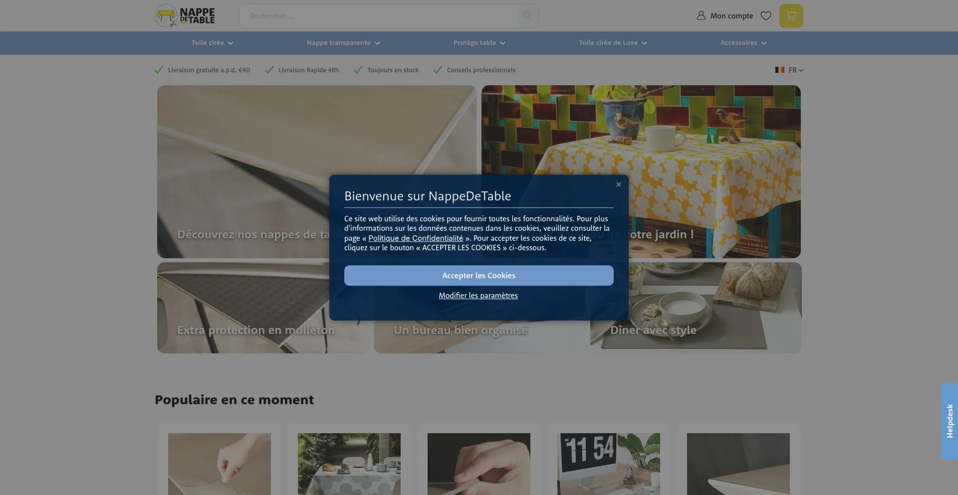 Website screenshot of Nappedetable.be