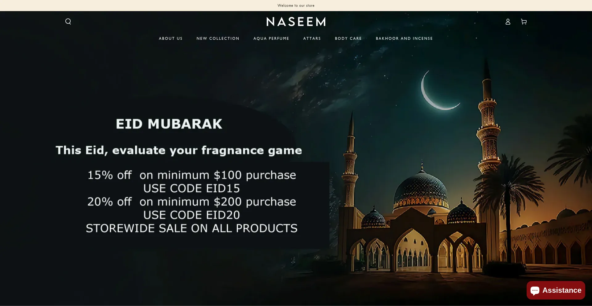 Website screenshot of Naseemperfume.com