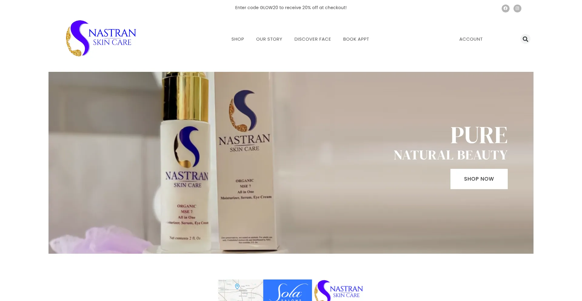 Website screenshot of Nastranskincare.com