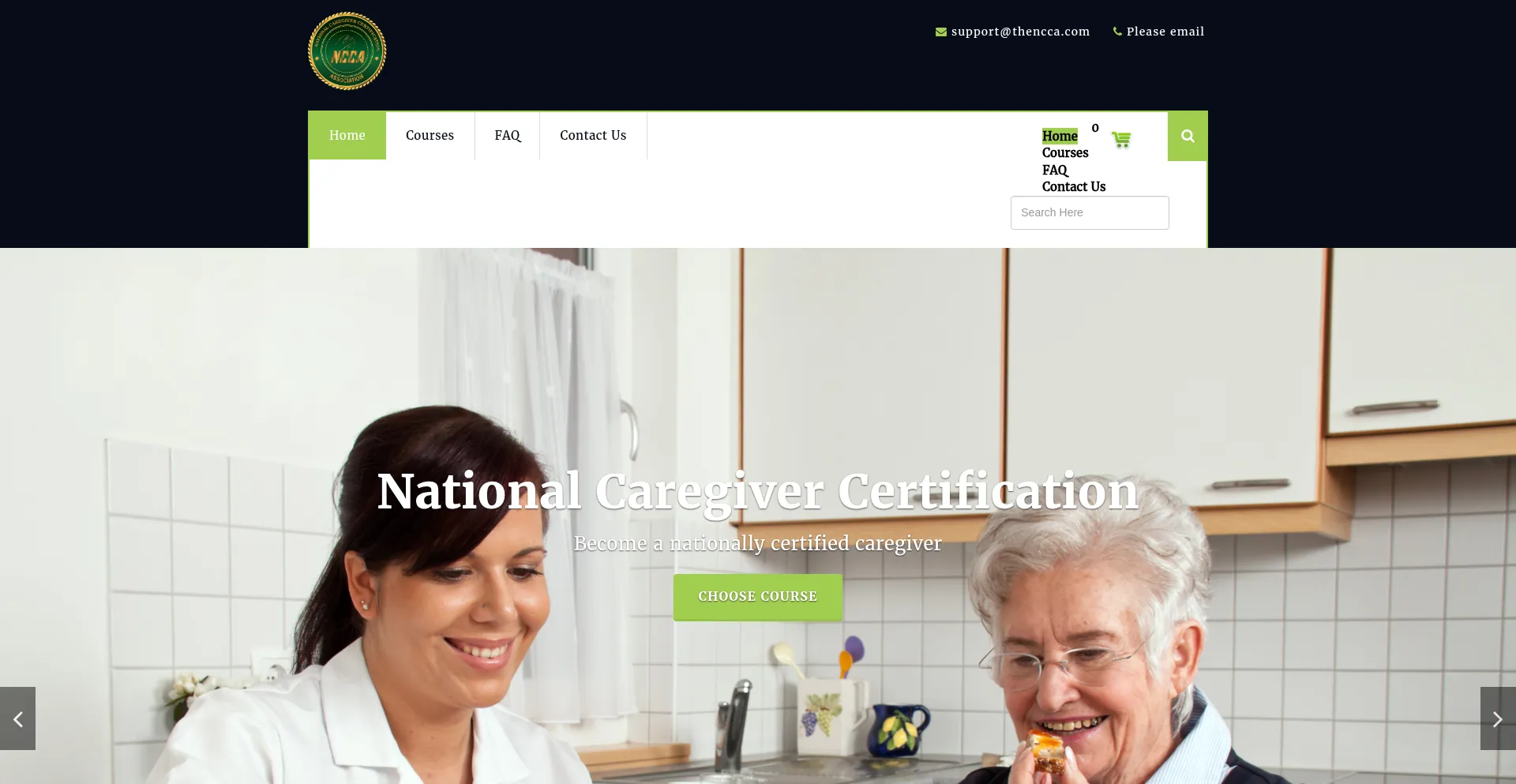 Website screenshot of Nationalcaregivercertificationassociation.org