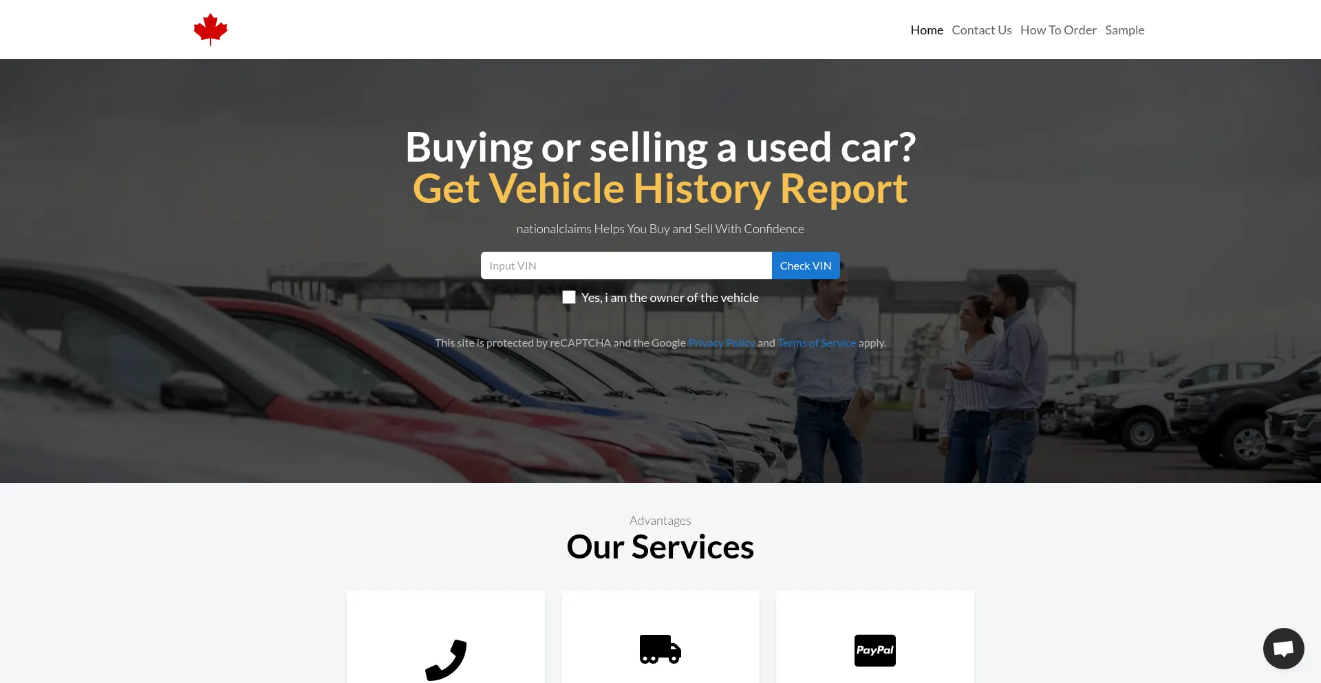 Website screenshot of Nationalclaims.ca