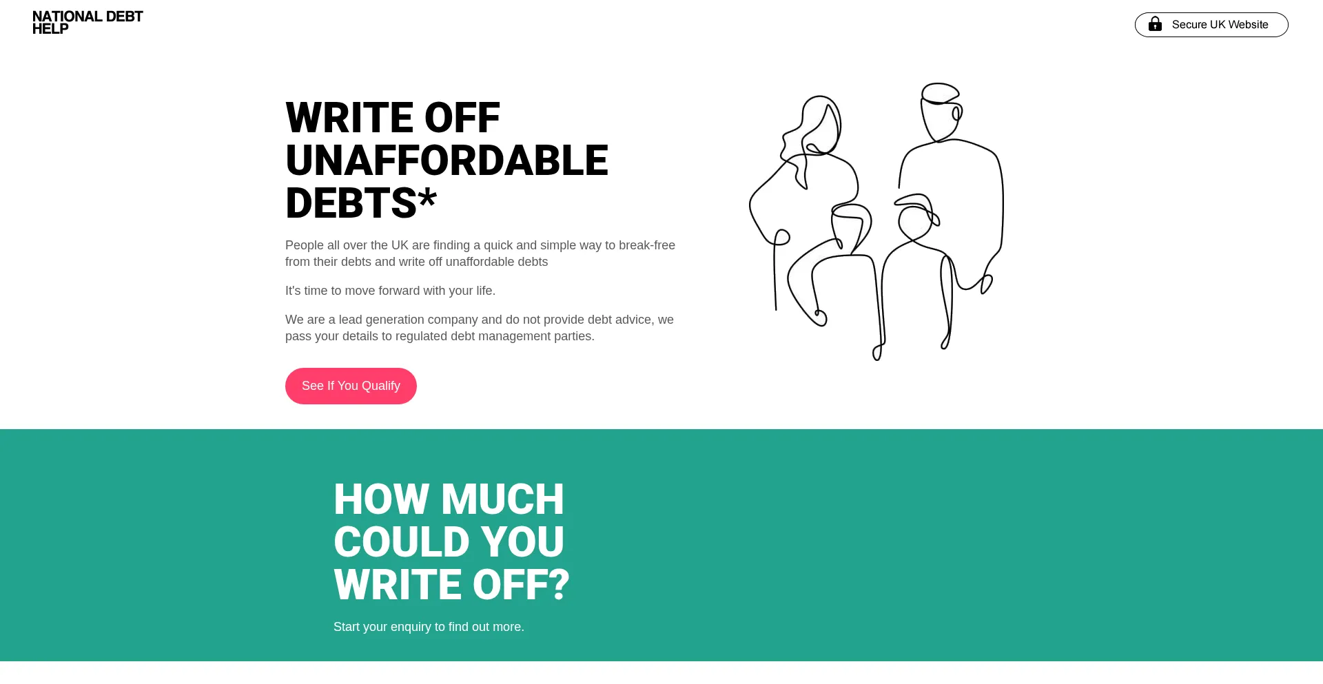 Website screenshot of Nationaldebthelpline.uk