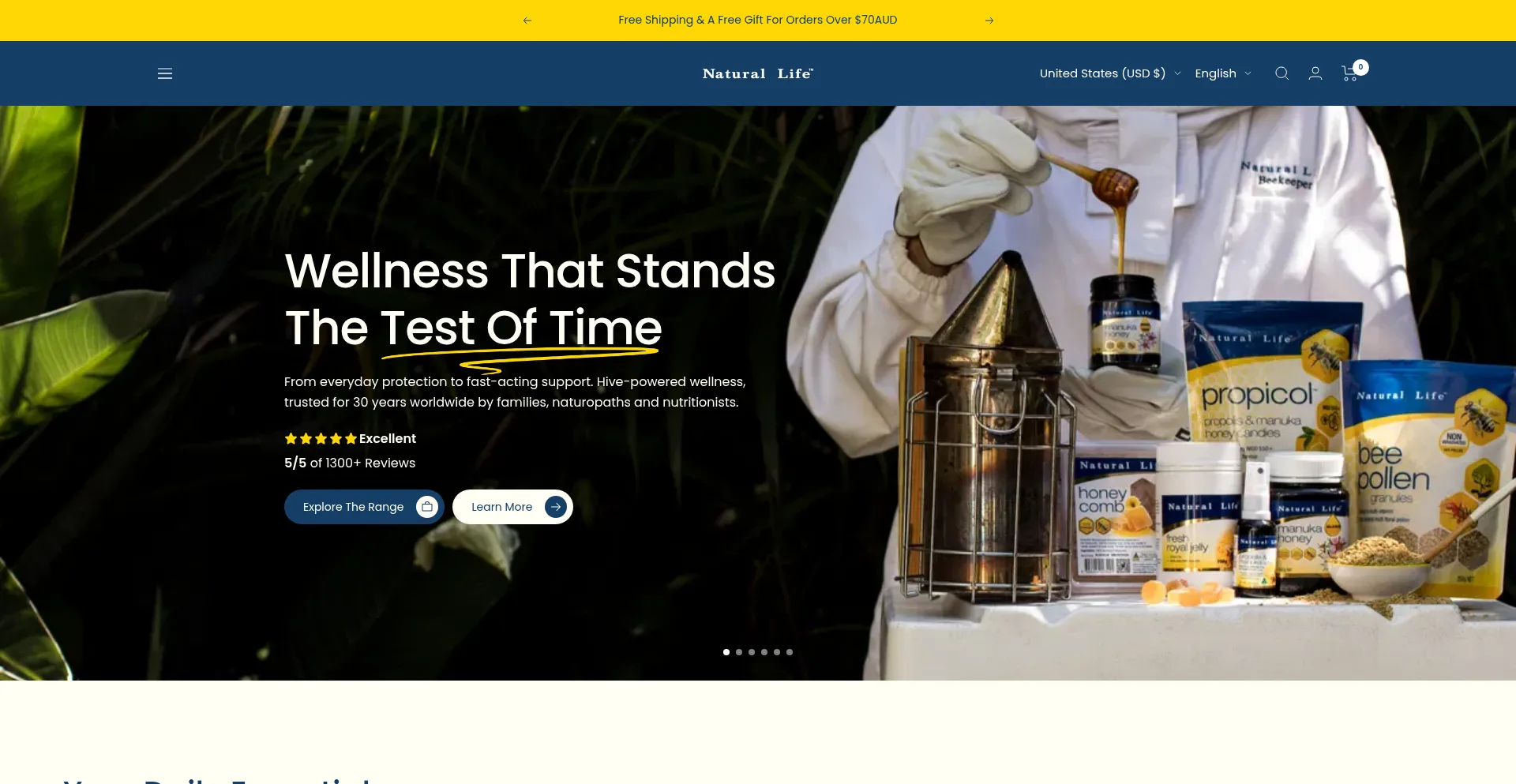 Website screenshot of Naturallife.com.au