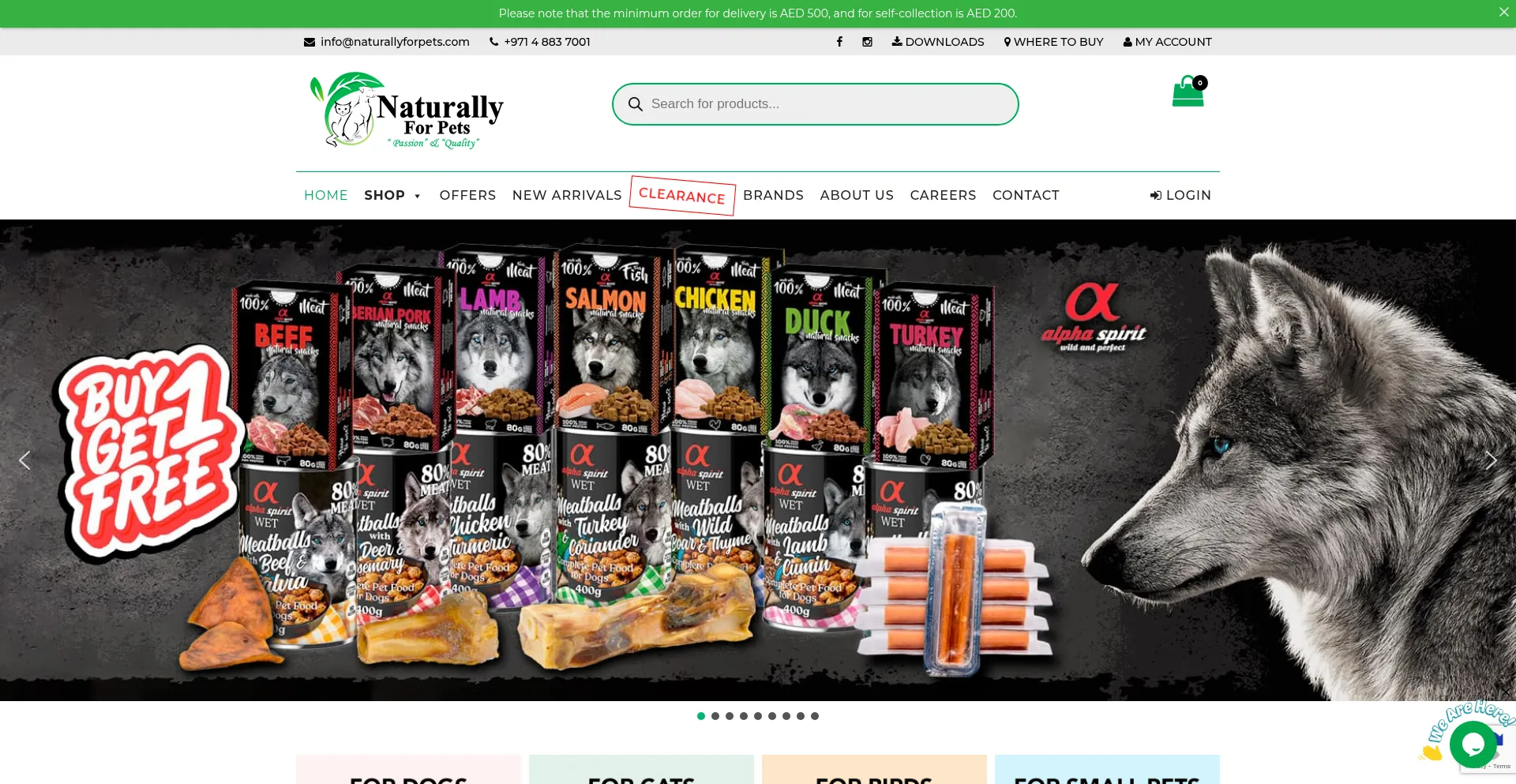 Website screenshot of Naturallyforpets.com
