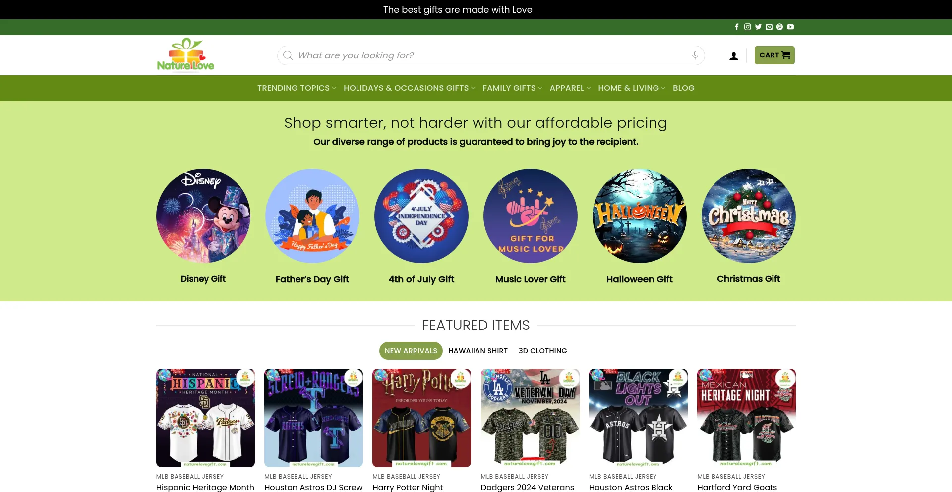 Website screenshot of Naturelovegift.com