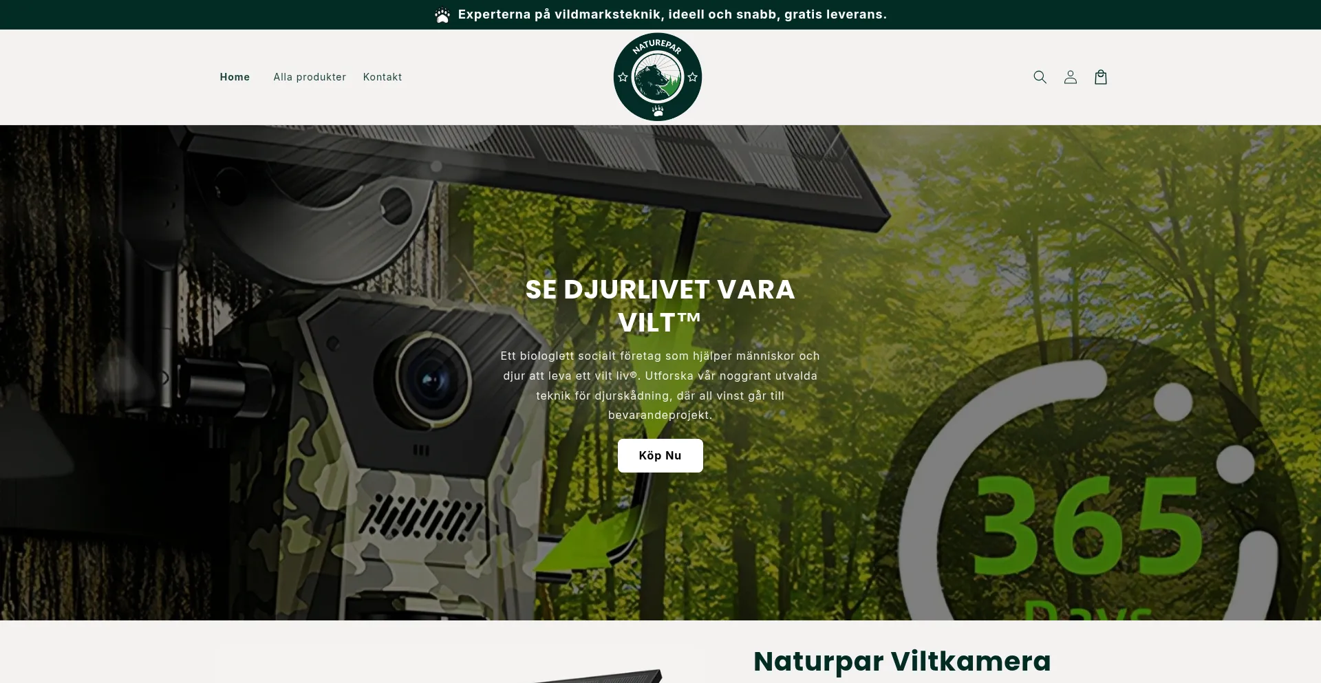 Website screenshot of Naturepar.se