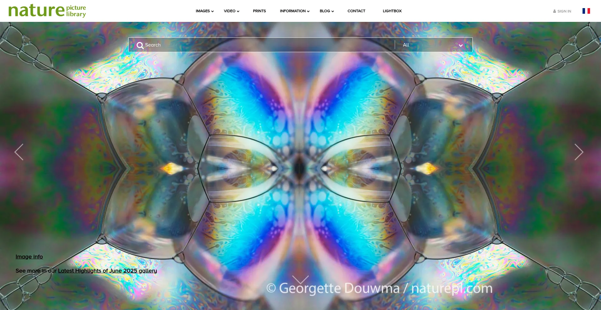 Website screenshot of Naturepl.com