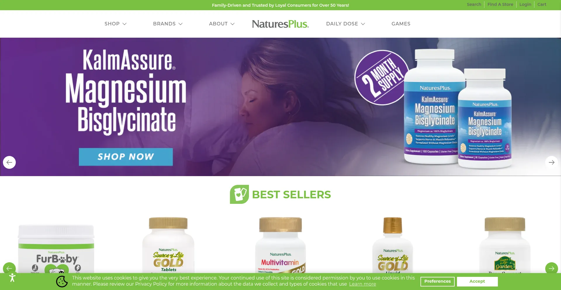 Website screenshot of Naturesplus.com