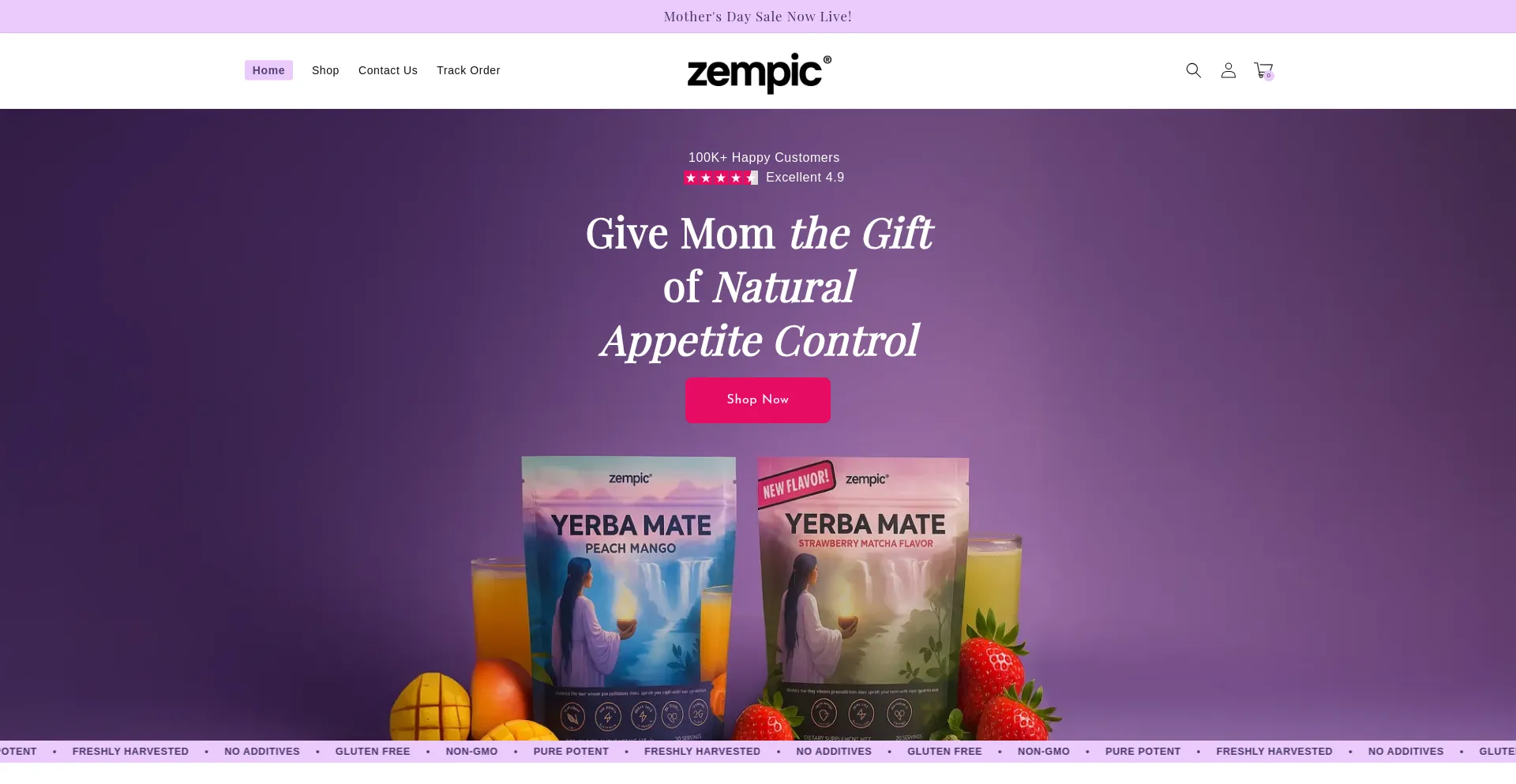 Website screenshot of Naturezempic.com