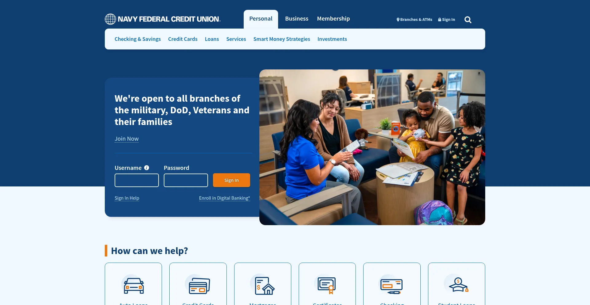Website screenshot of Navyfcu.org