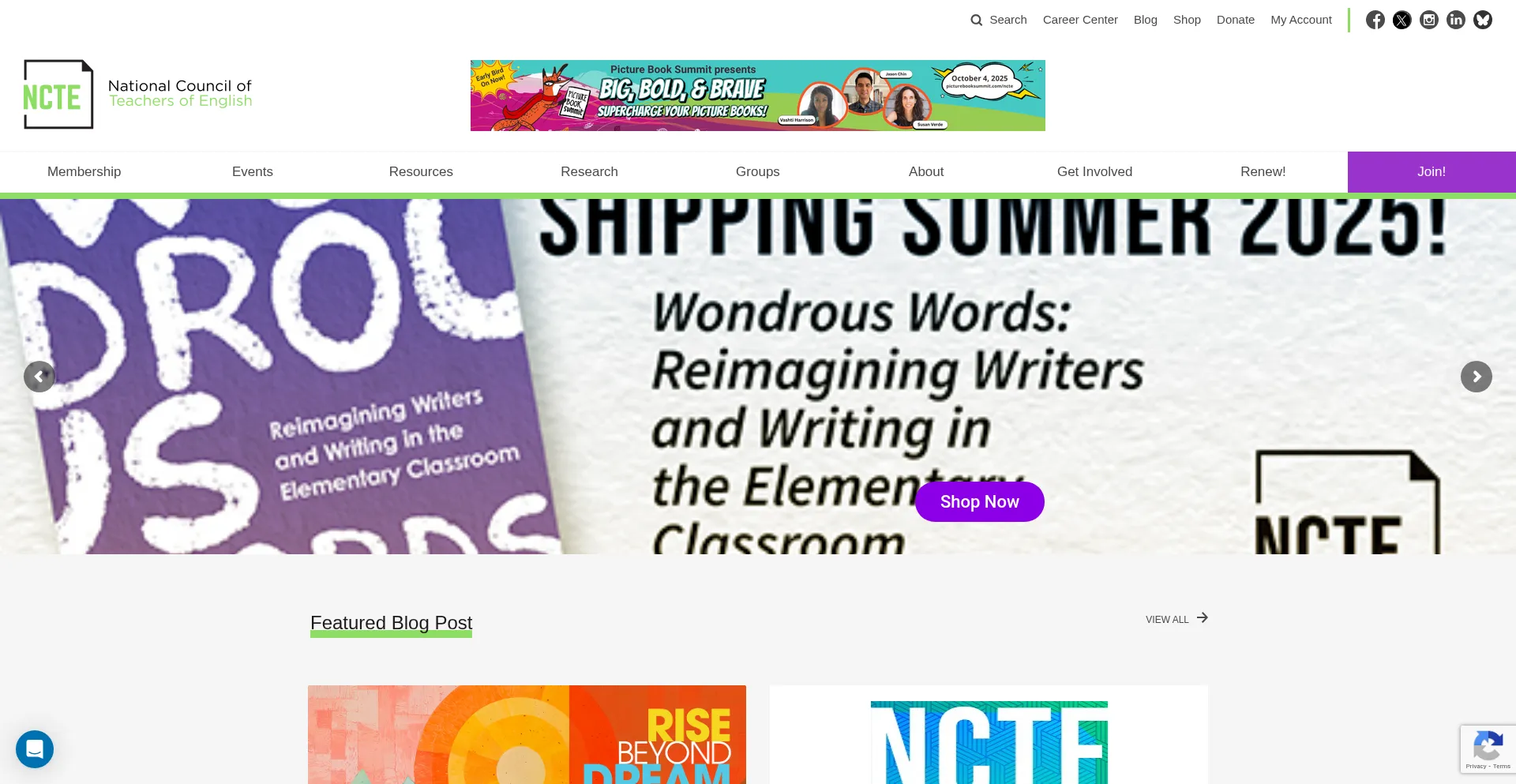 Website screenshot of Ncte.org