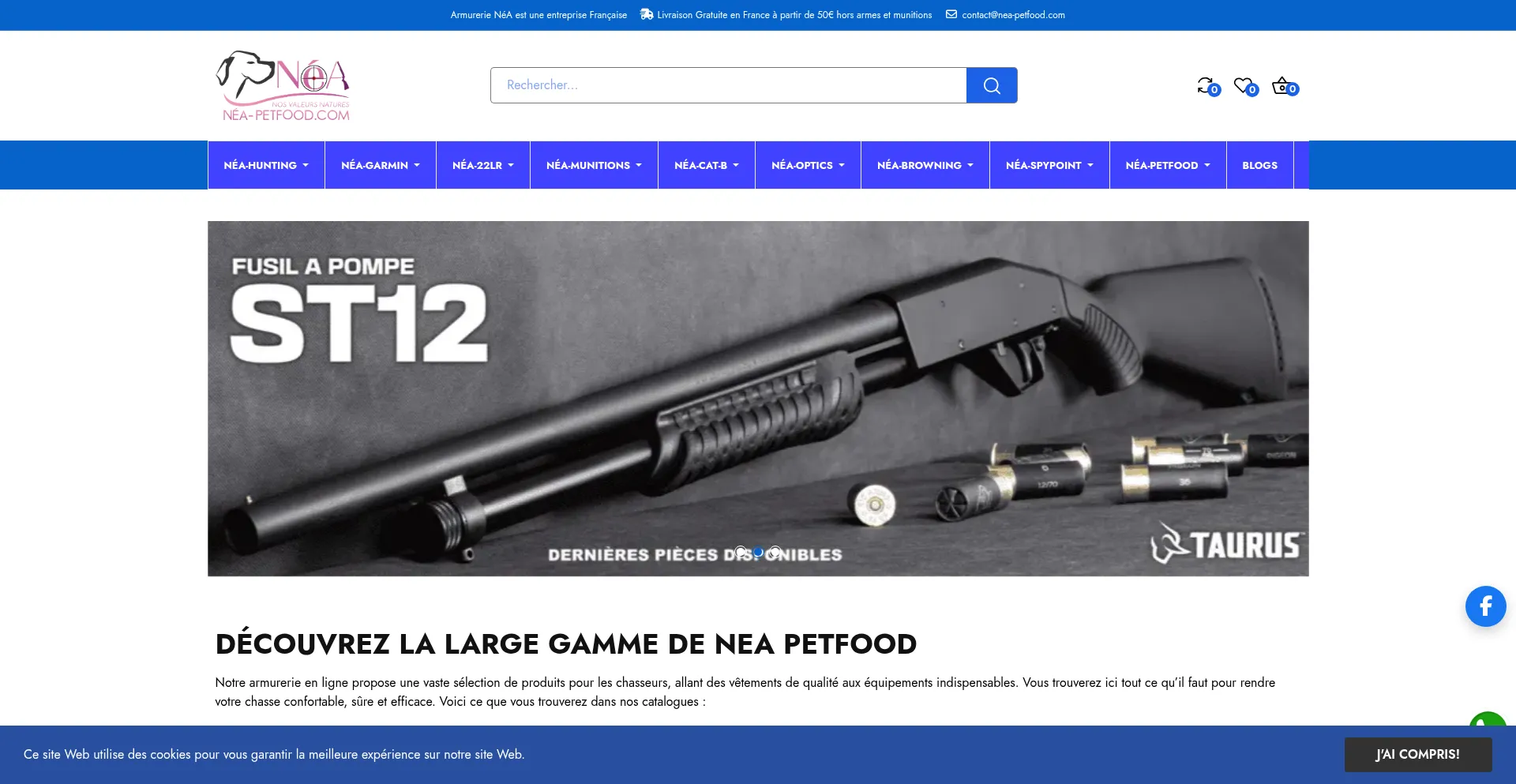Website screenshot of Nea-petfood.com