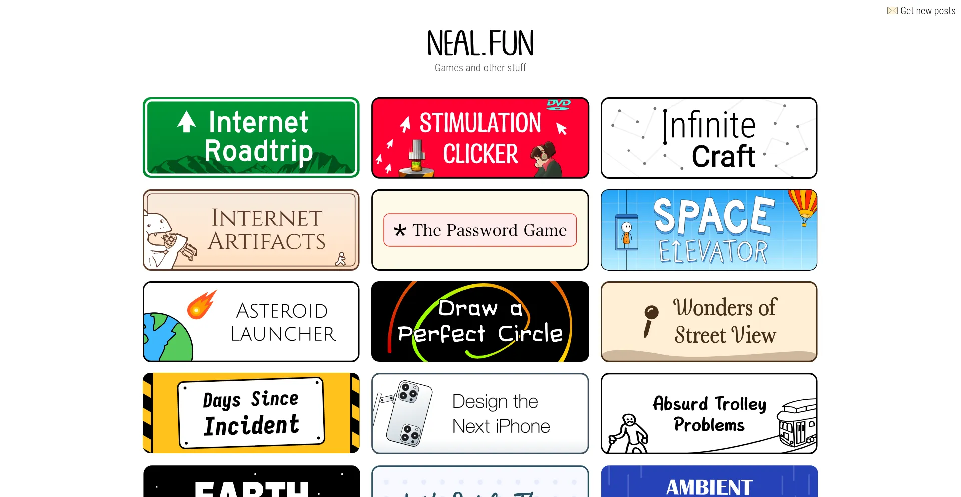 Website screenshot of Neal.fun