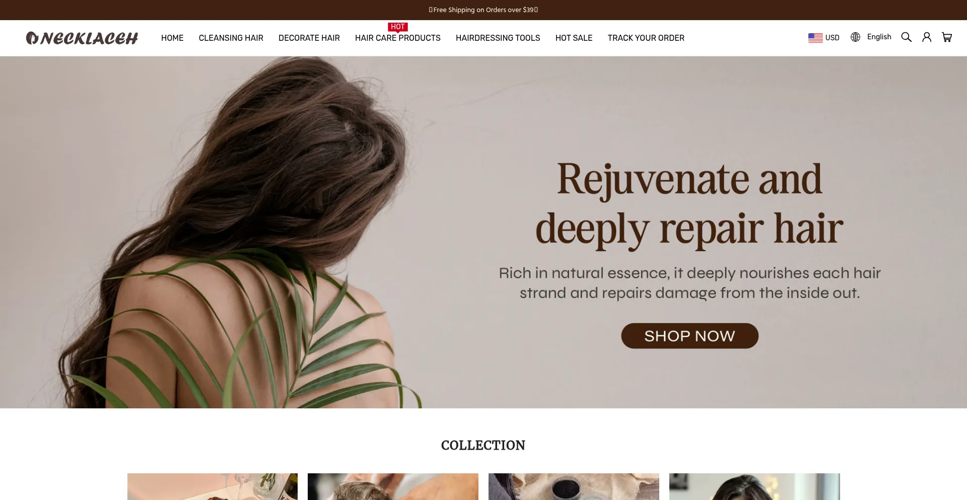 Website screenshot of Necklaceh.com