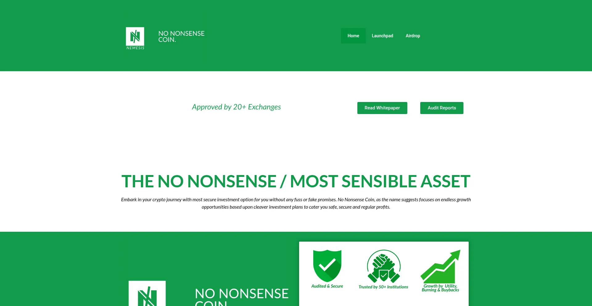 Website screenshot of Nemesiscoin.io