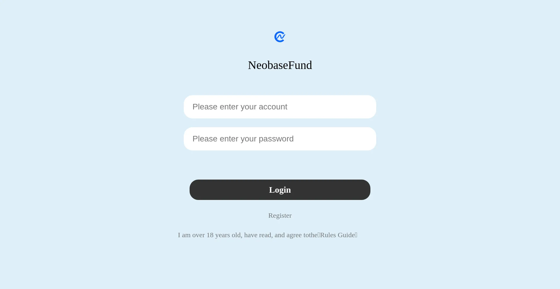 Website screenshot of Neobasefund.com