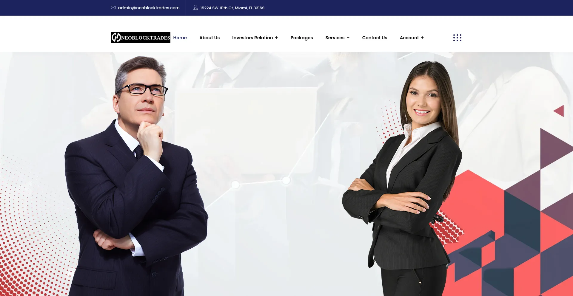 Website screenshot of Neoblocktrades.com