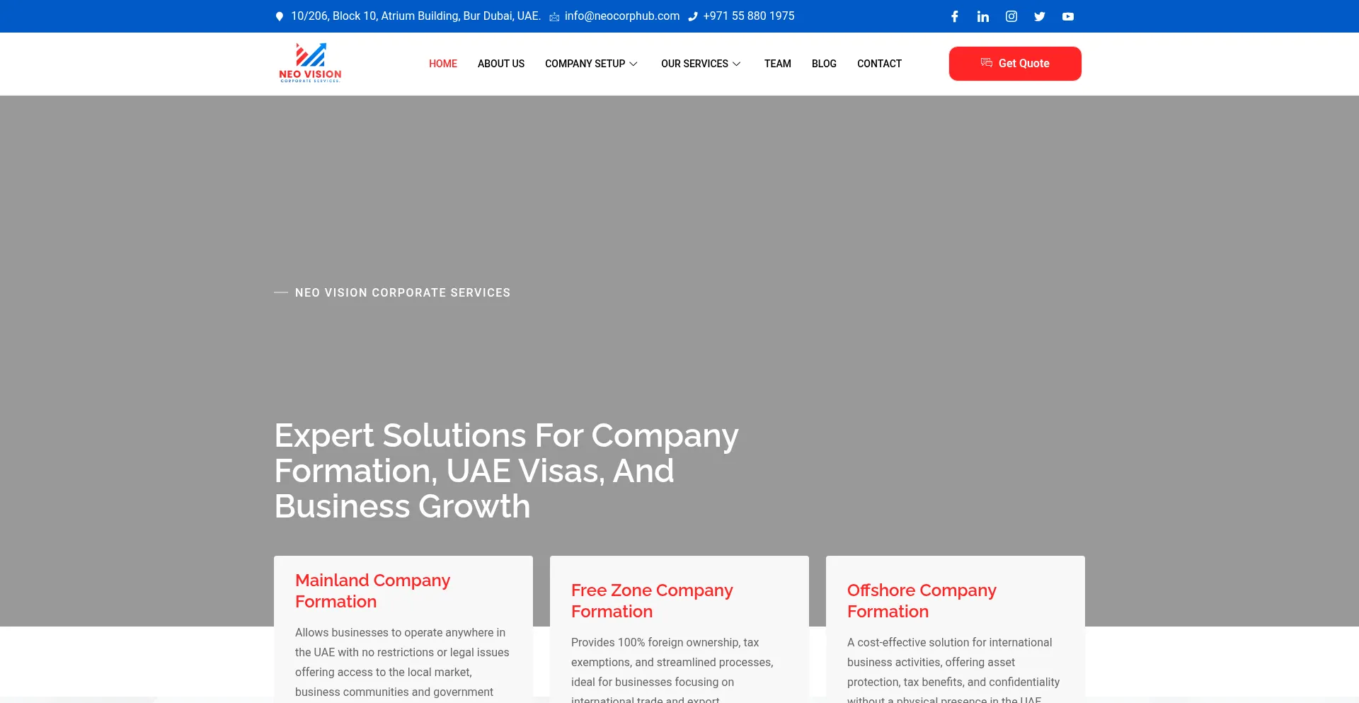 Website screenshot of Neocorphub.com
