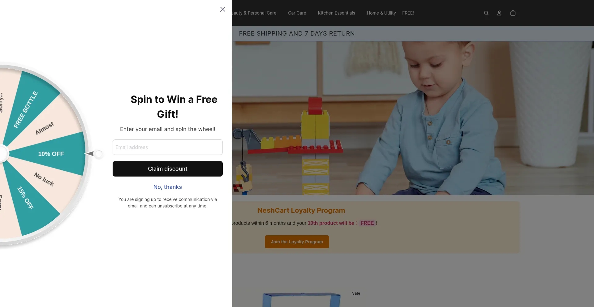 Website screenshot of Neshcart.com