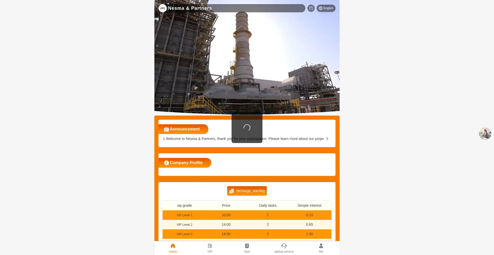 Website screenshot of Nesmapartners.vip