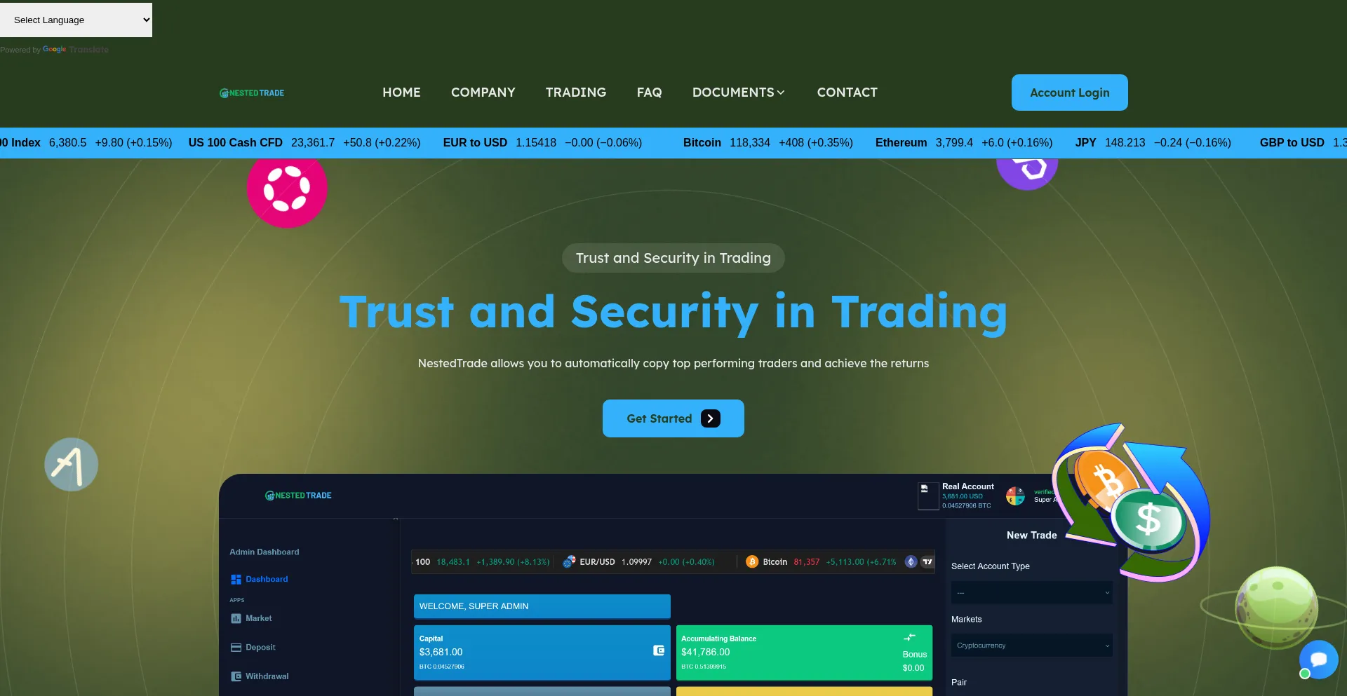 Website screenshot of Nestedtrade.com