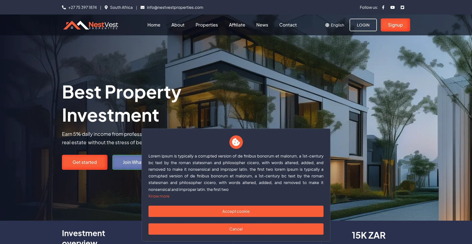 Website screenshot of Nestvestproperties.com
