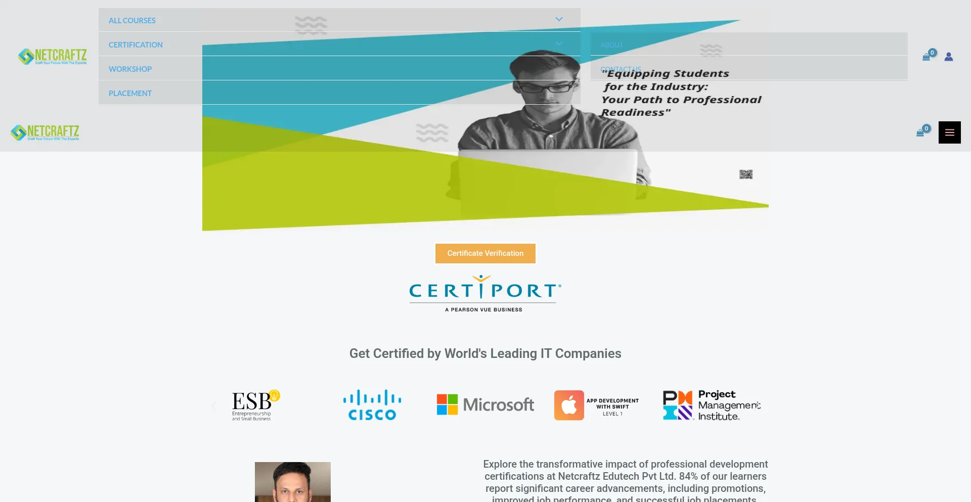 Website screenshot of Netcraftz.in