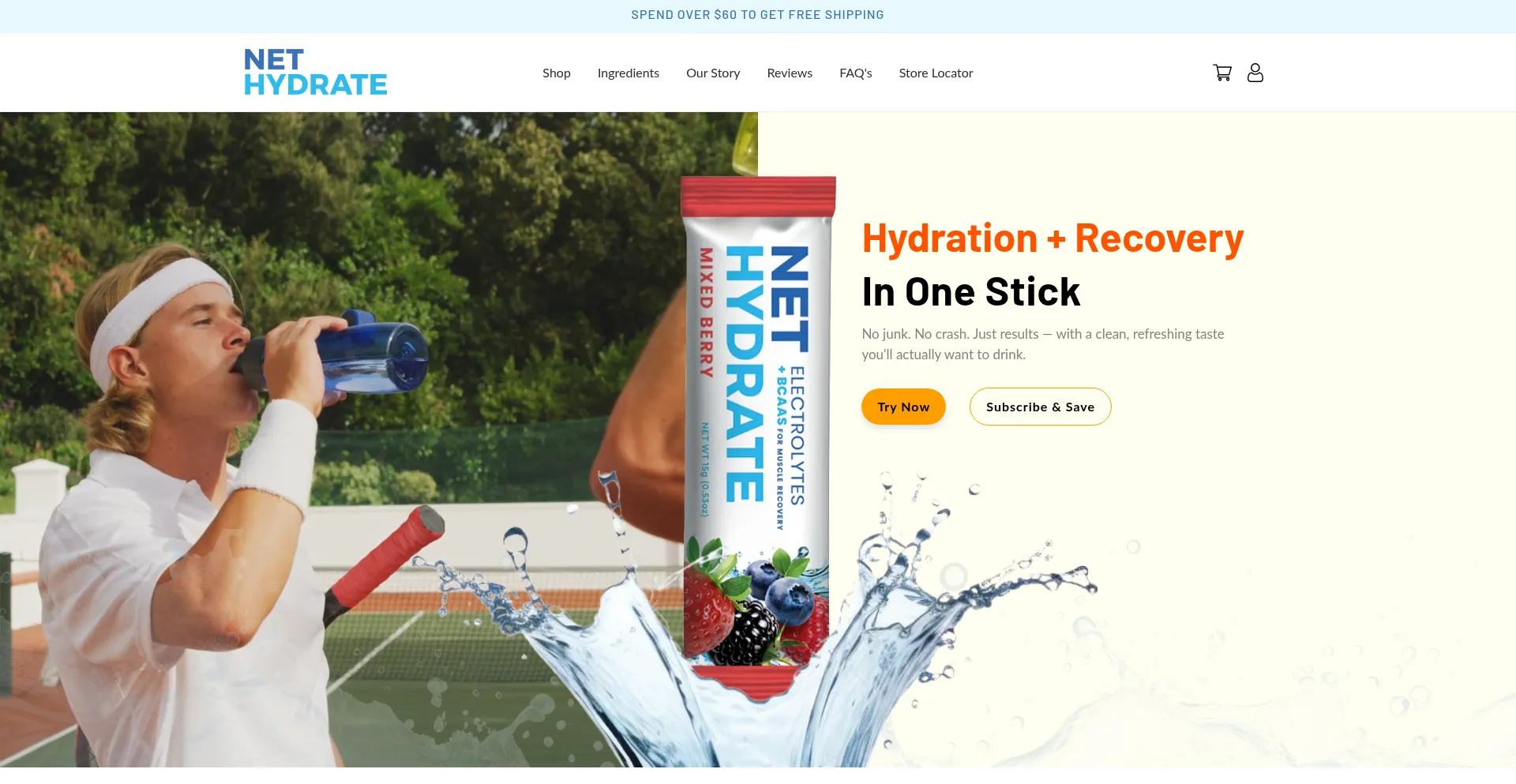 Website screenshot of Nethydrate.com