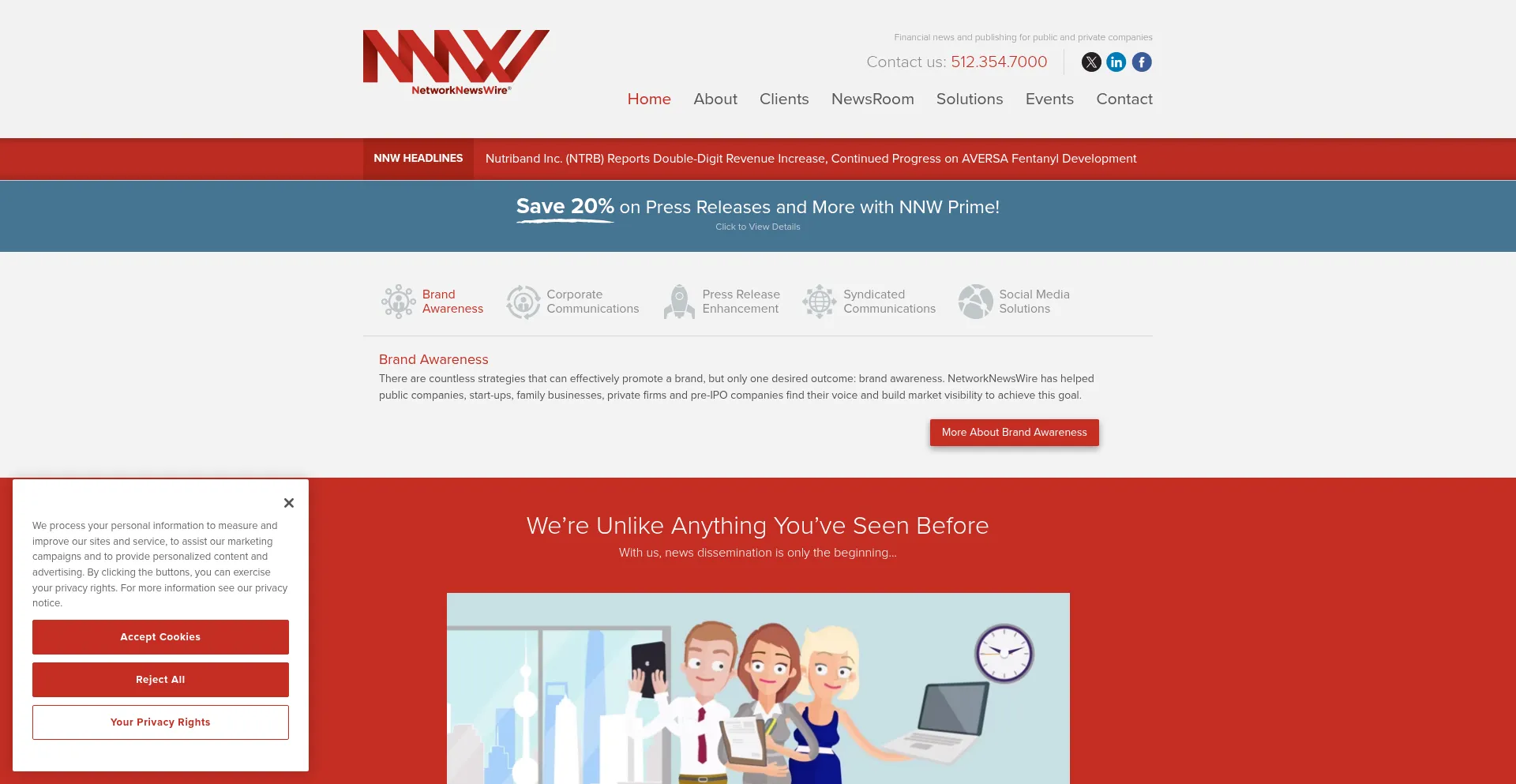 Website screenshot of Networknewswire.com